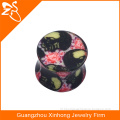 Floral Plugs, Pairs Titanium Anodized Double Flare Ear Plugs, Tunnels Earlets Gauges Resin Tunnels in body piercing